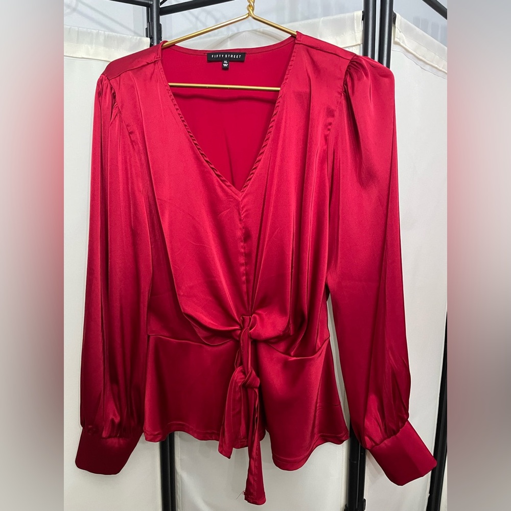 Red satin top